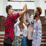 students giving five image